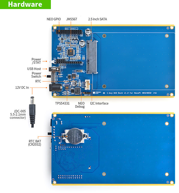1-bay NAS Kit v1.2 pro NanoPi NEO&NEO2