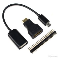 Raspberry Pi Zero/W mini HDMI, USB a GPIO adapter kit
