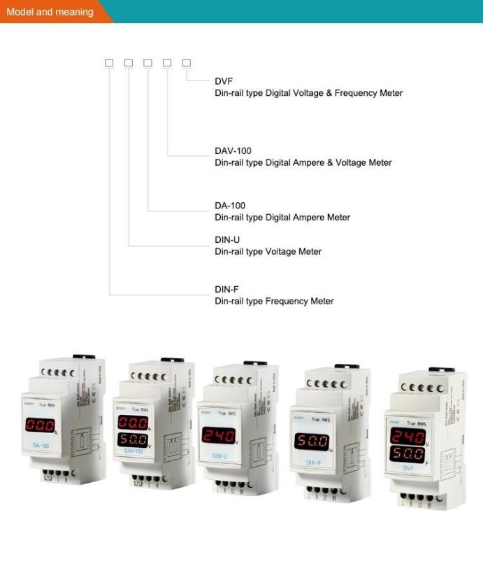 DAV-100 Single-Phase LED Ampere and Voltmeter DIN