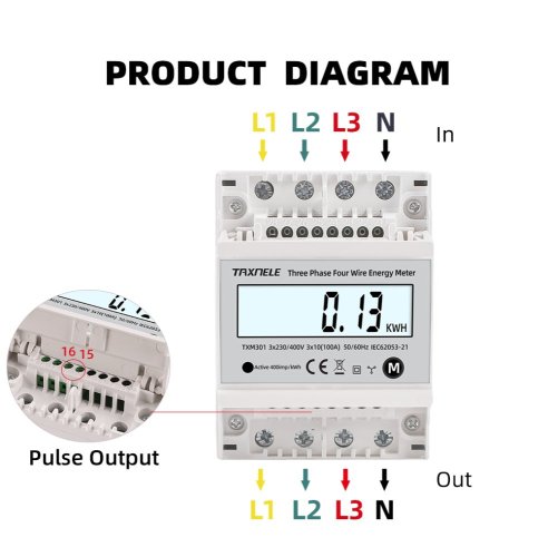 TXM301 Třífázový digitální elektroměr na DIN lištu