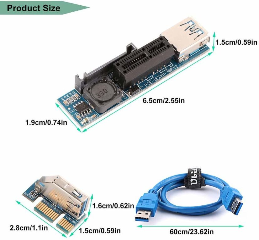 Mini PCI-Ex1 prodlužovací kabel - UEX101