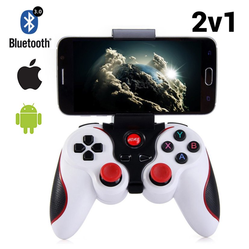 A8 Bluetooth Gamepad s Držákem pro Mobilní Telefony - Barva: Bílá