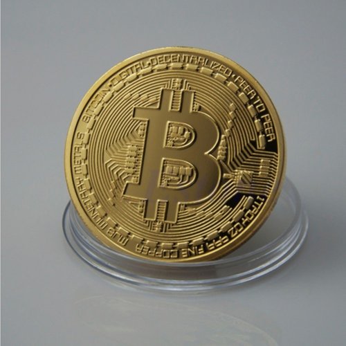 Jedna zlatá mince bitcoinu 40mm