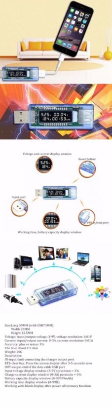 KWS-V20 USB Voltage and Current Meter