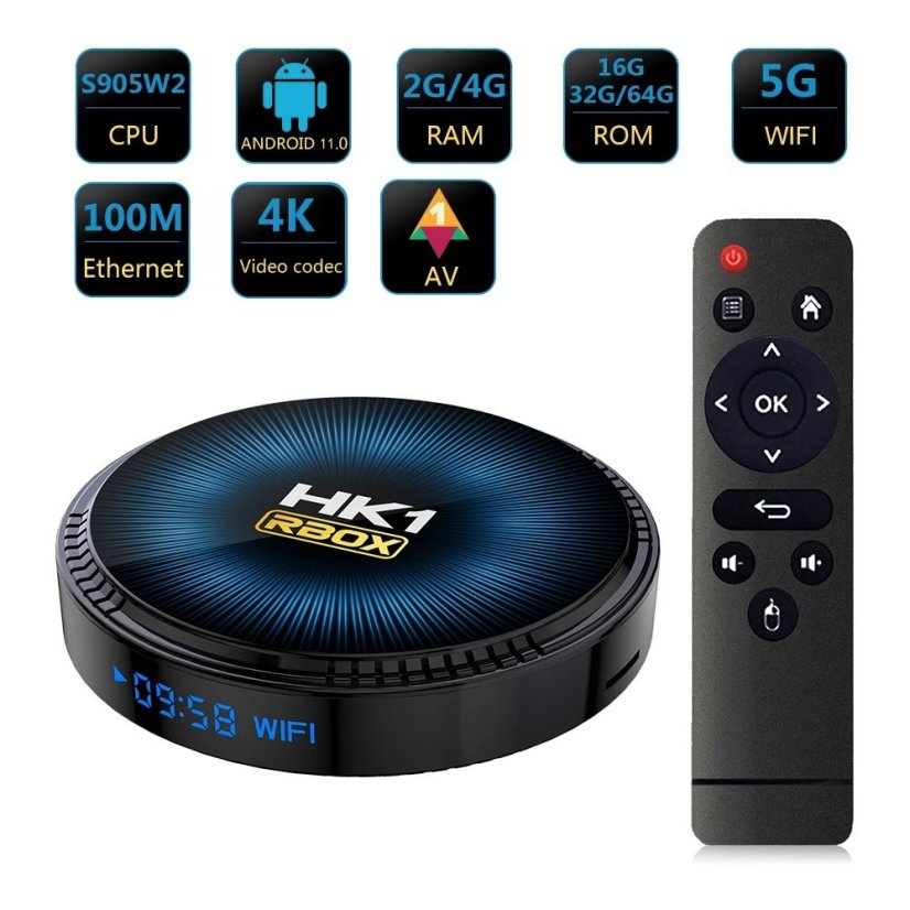 TV Box HK1 RBOX W2 S905W2 s Androidem 11