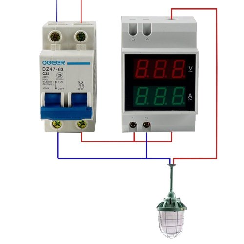 D52-2042 100A LED digitální ampérmetr/voltmetr DIN AC - Rozsah měření teploty: 80-300V