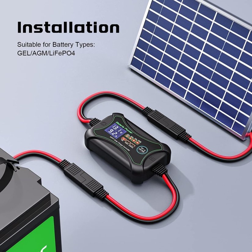 Přenosný regulátor nabíjení M1210P 12V 10A s rychlospojkami