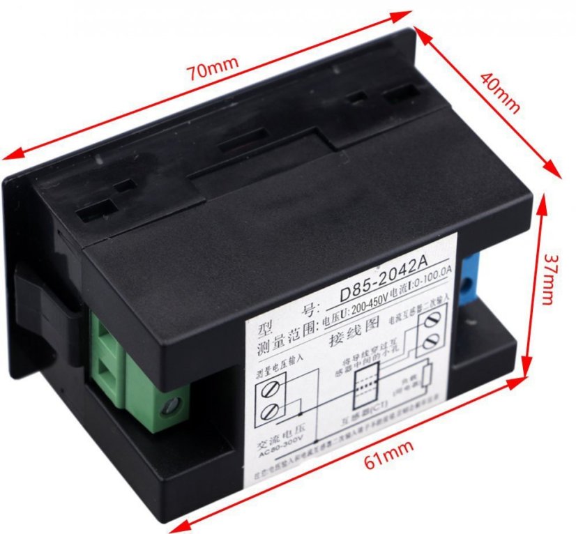 D85-2042A LCD Digitální Ampérmetr/Voltmetr