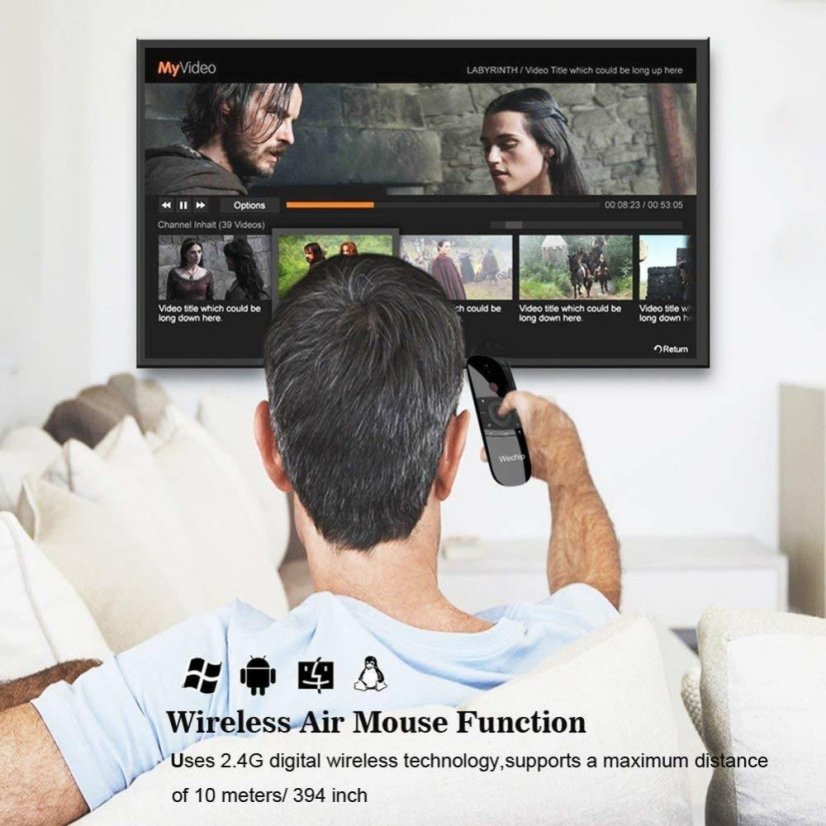 W1 Air Mouse - Universal Remote Control with Keyboard 2.4GHz USB