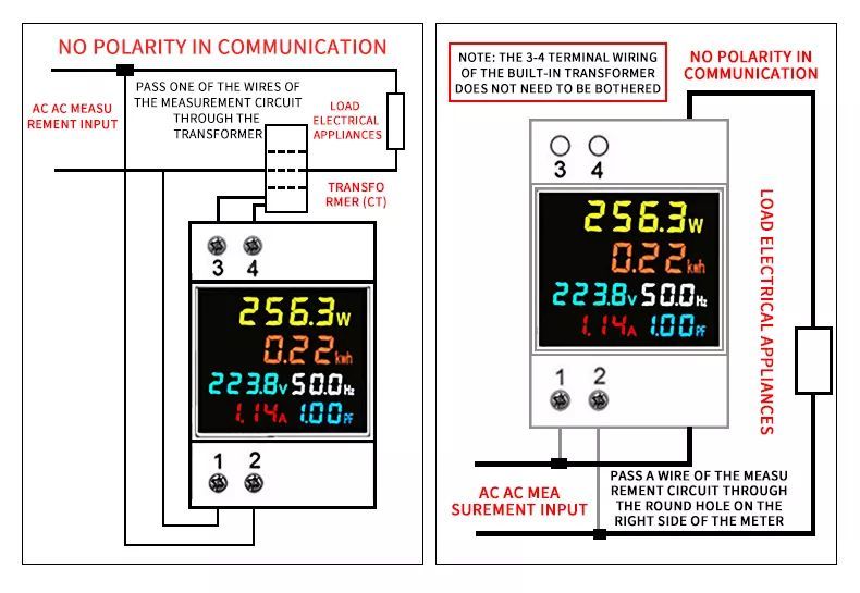 D52-2066 Multifunkční měřič s LCD displejem na DIN lištu AC - Rozsah měření AC napětí: 200-450V