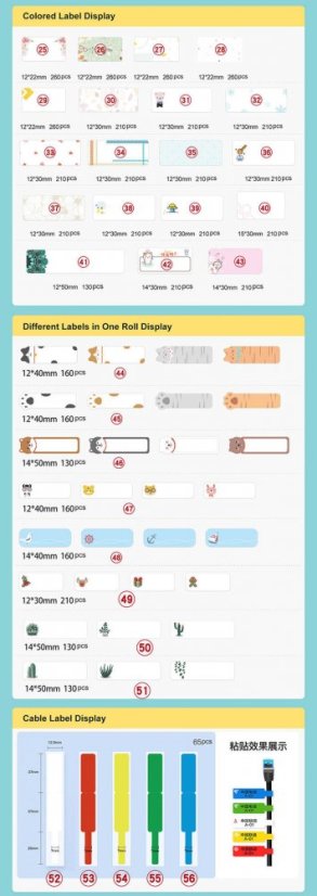 Nalepovací štítky NIIMBOT D11/D110 - Termotransferové - Nalepovací štítky: D11/D110 nalepovací štítky (57) R14*50-130 WHITE-B na šperky