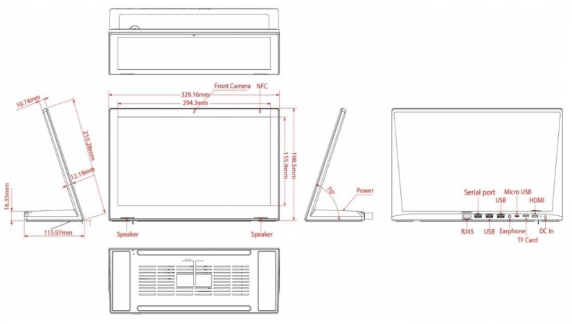 WL1312T 13.3" L-tvarovaný průmyslový tablet s dotykovým displejem