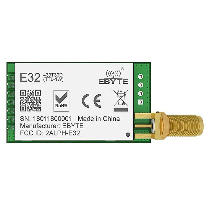 E32 LoRa DIP bezdrátový UART modul - UART modul - Pracovní frekvence: 433MHz, UART modul - Max výkon: 33dB