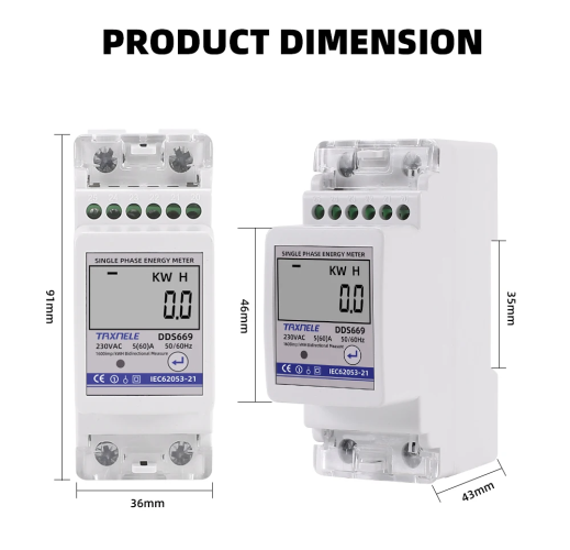 DDS669 Jednofázový měřič energie SDM230-Modbus na DIN lištu