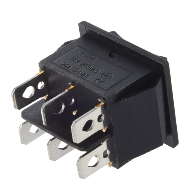 KCD4 Rocker Switch - 2x On/Off/On, 250 V/AC, 16 A - Black