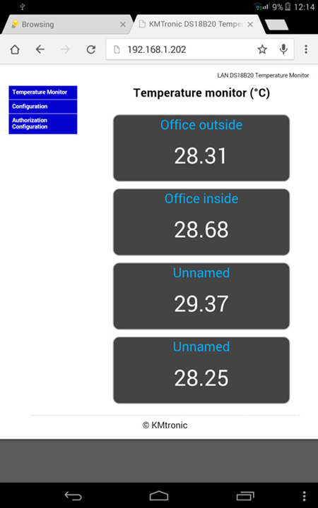 LAN DS18B20 Temperature Monitor with One Sensor