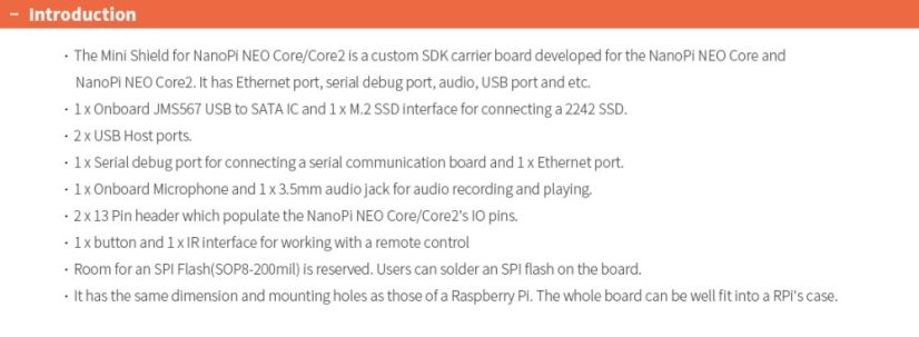 Nano Pi Mini Shield pro NEO Core/Core2