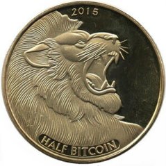 Zlatá mince půl bitcoinu TITAN 40 mm