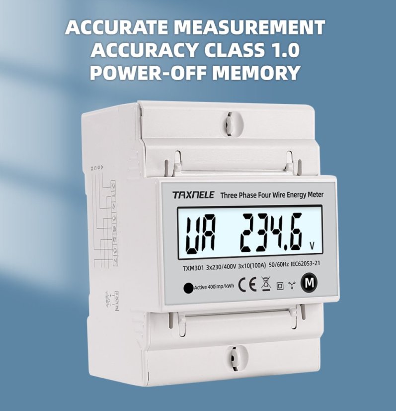 TXM301 Three-Phase Digital Electric Meter for DIN Rail