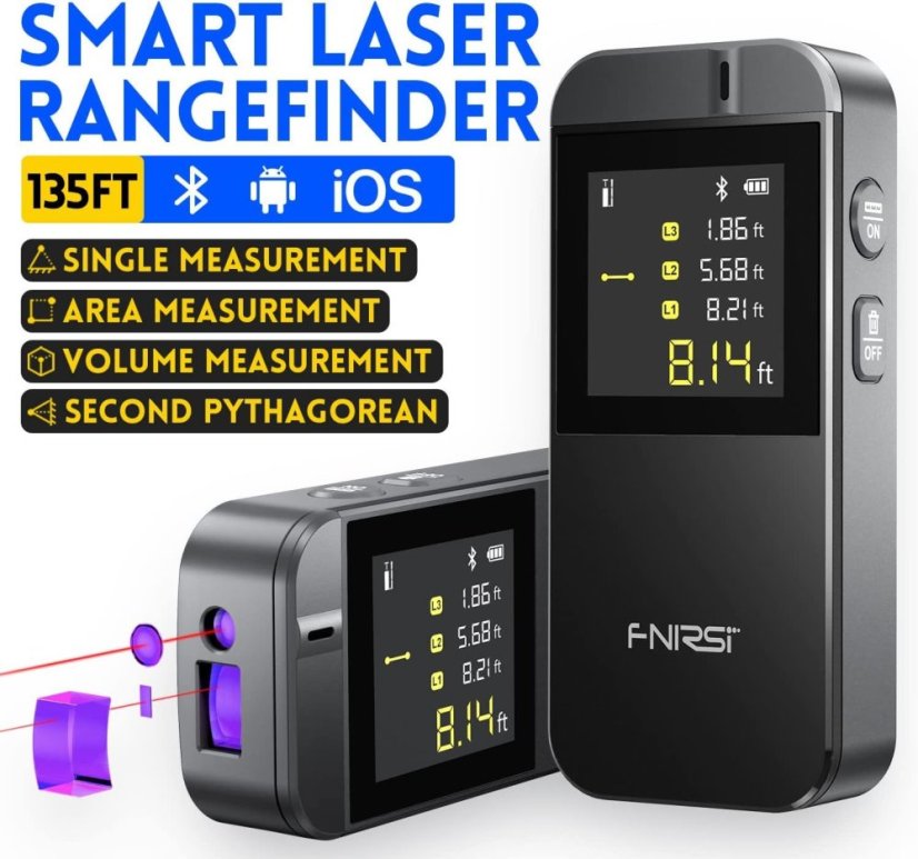 FNIRSI IR40 - Laserový Dálkoměr s Bluetooth a USB-C
