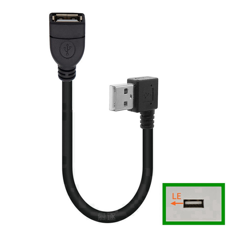 USB 2.0 prodlužovací kabel, samec-samice, zahnutý, 0.5m