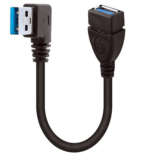 USB 3.0 prodlužovací kabel, samec-samice, zahnutý