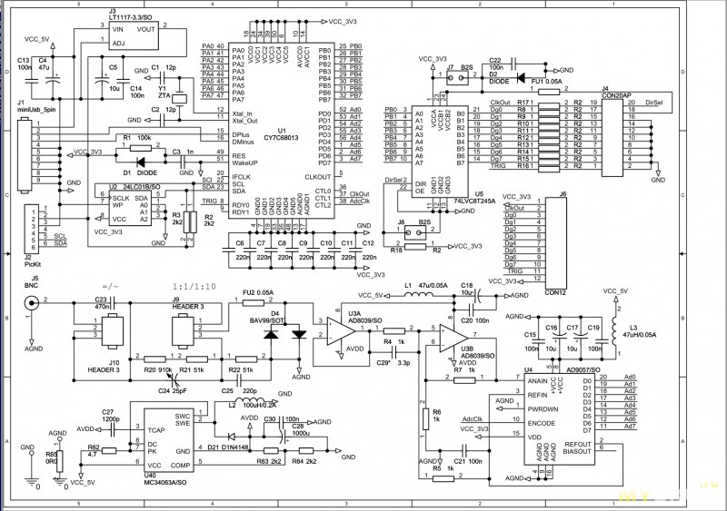 SL-USB8CH 8-channel USB Logic Analyzer and Oscilloscope - 24MHz