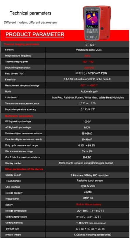TOOLTOP ET13S 2v1 termokamera a multimetr