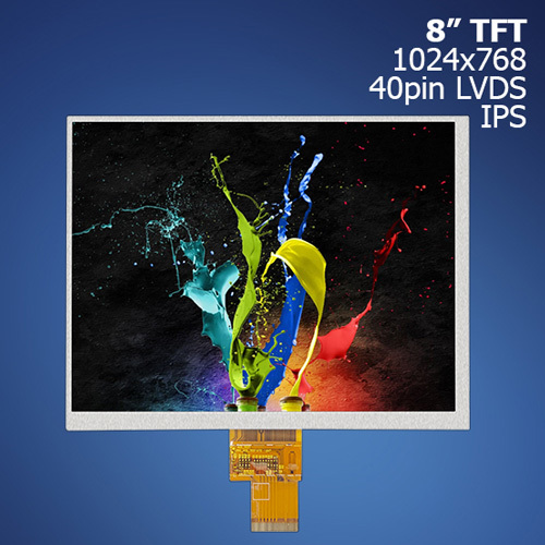 8" TFT LCD, IPS, 1024x768, LVDS 40pin displej