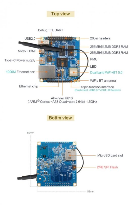OrangePi Zero2 H616 s 1GB RAM