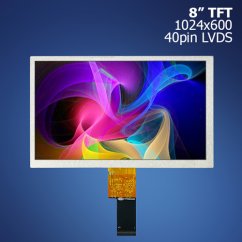 8" TFT displej, 1024x600, LVDS, 40pin