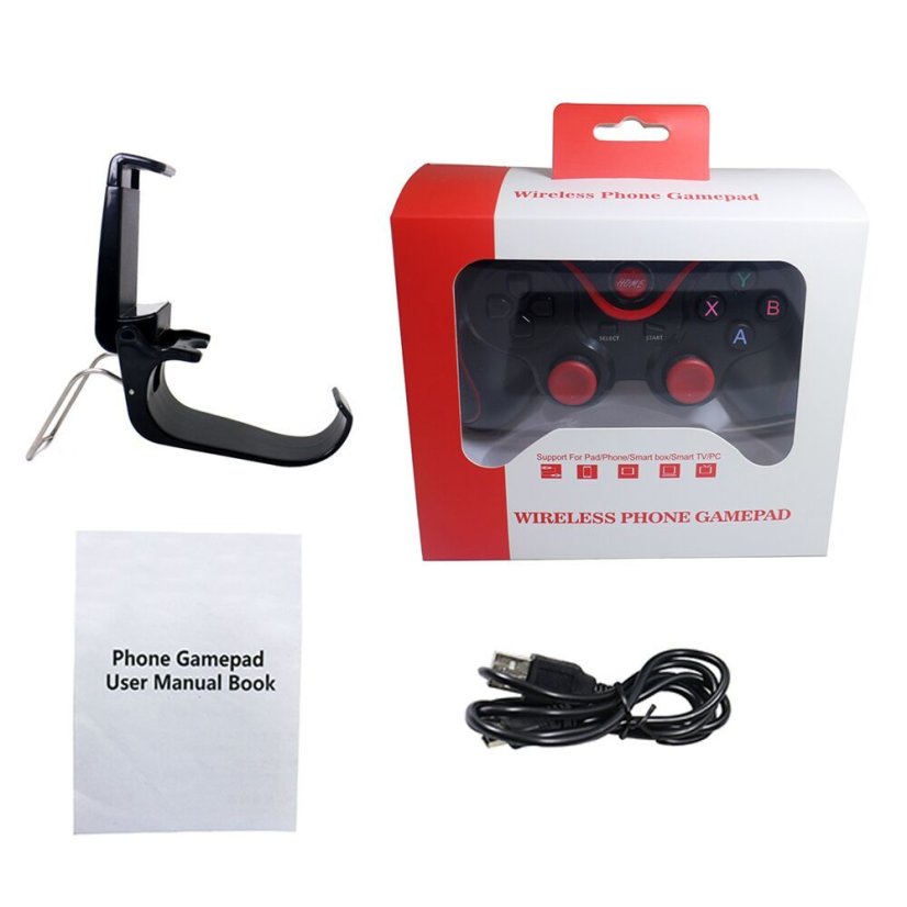 A8 Bluetooth Gamepad s Držákem pro Mobilní Telefony - Barva: Bílá
