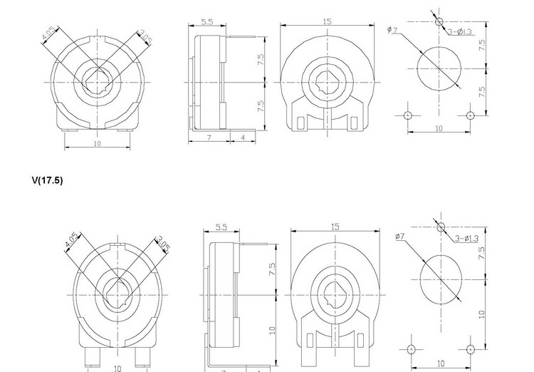 Horizontální potenciometr B470 B470K PT15 15mm