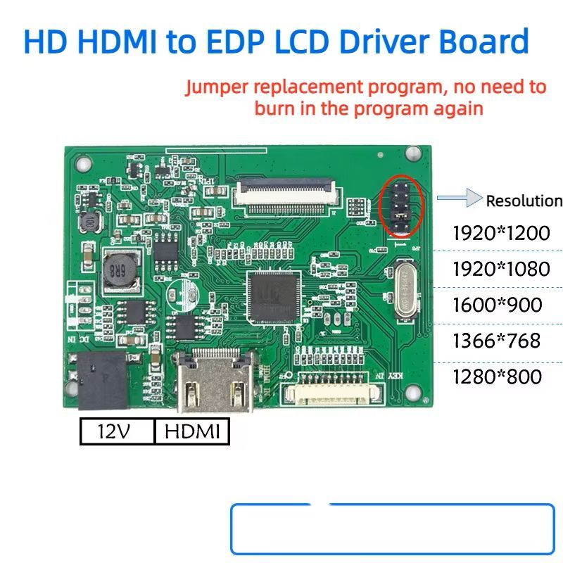 PCB800807 univerzální eDP TFT displej řídicí deska