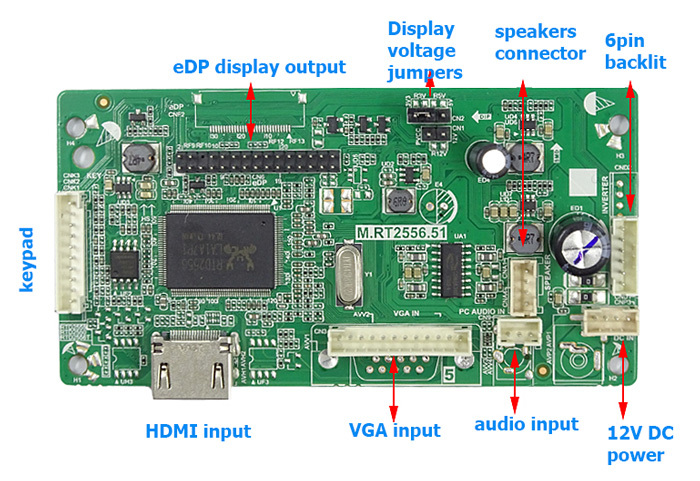 M.RT2556.51 Univerzální eDP TFT Ovládací Deska s Audio Vstupem