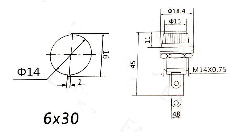 Držák pojistky 6x30mm 250V 10A F14