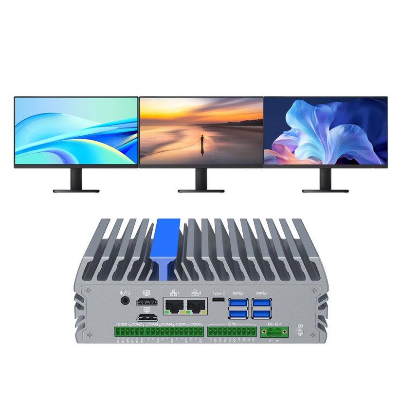 IEXP-322 Industrial PC, Intel N100, DDR5, 2× 2.5G LAN, 6× COM