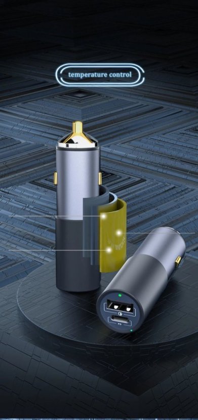 GC19 QP 100W auto nabíječka s USB-C PD a USB-A QC3.0