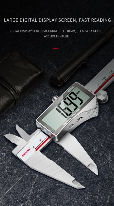 Digitální posuvné měřítko DWKC - přesný měřicí nástroj - Přesný měřicí nástroj - Model: DWKC-2016 velký LCD