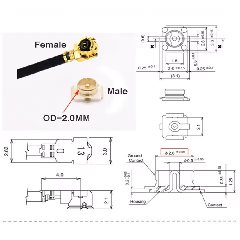 Pigtail RF1.13 u.FL F - u.FL F
