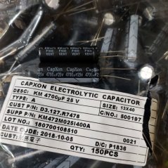 4700uF 25V elektrolytický kondenzátor – 13x40mm CapXon