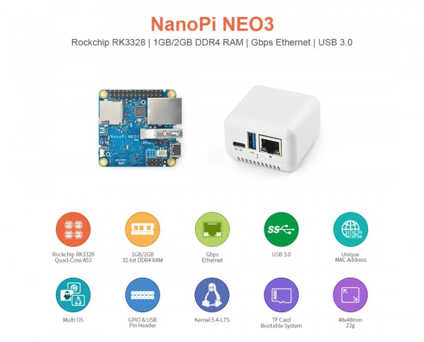 Nano Pi Neo3 Combo - Mini ARM Deska
