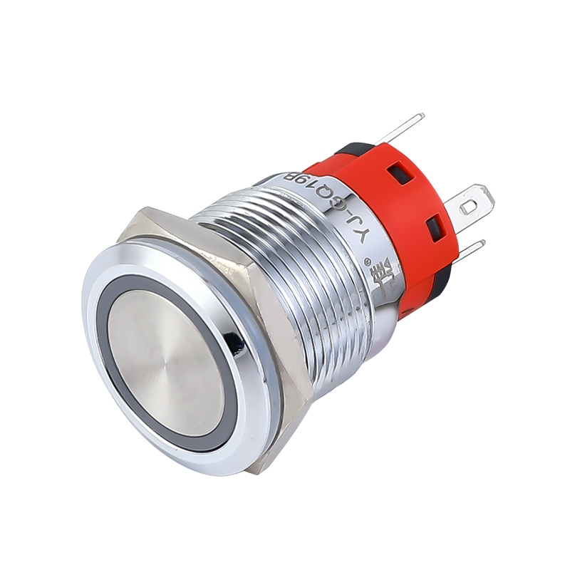LED Tlačítkový Spínač 24V s RGB LED, 5A, 19mm, 4 Nožiček, Voděodolný IP65