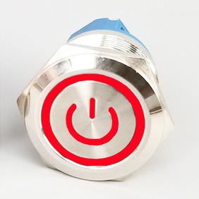 LED tlačítkový spínač 12-24V, 3A, 19mm, IP66