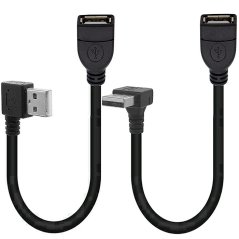 USB 2.0 prodlužovací kabel, samec-samice, zahnutý, 0.5m