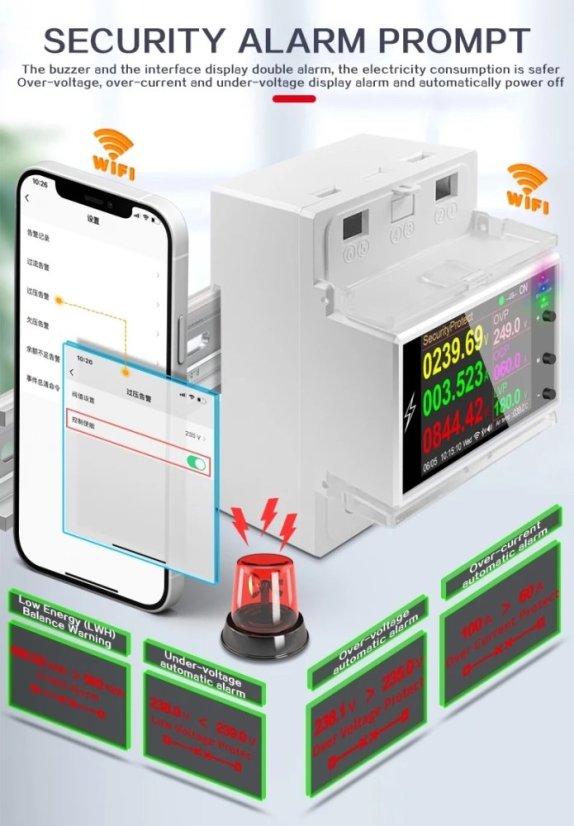 Chytrý WiFi elektroměr AC 220V 100A AT4P