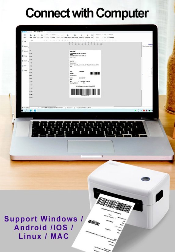 H400B 110mm USB+BT termální tiskárna štítků