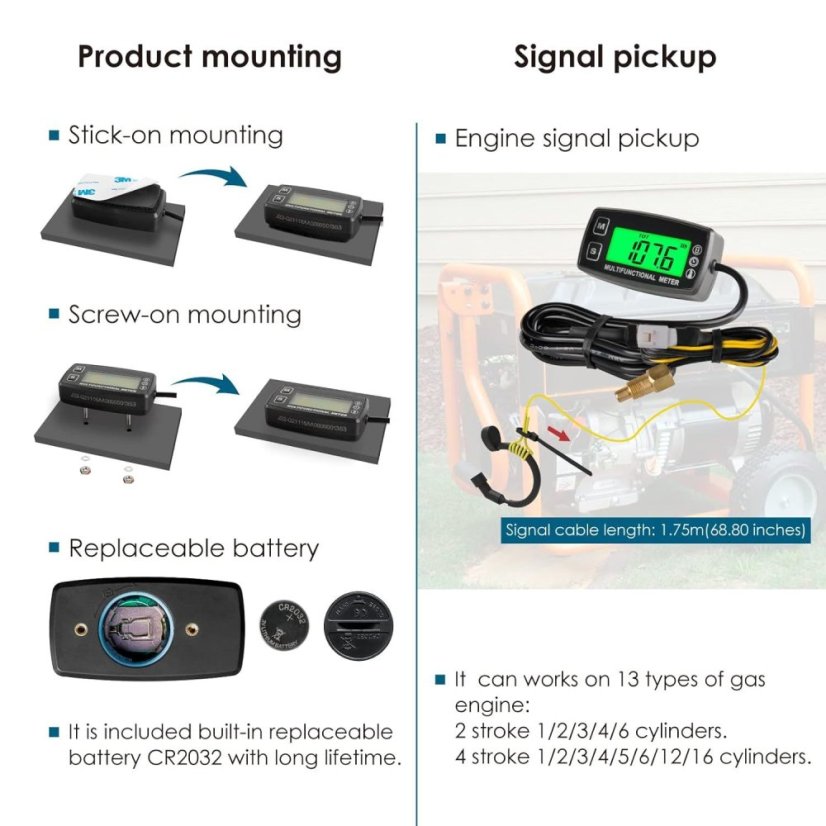 RL-HM035T Multifunkční Měřič Otáček a Hodin