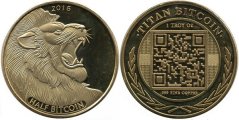 Zlatá mince půl bitcoinu TITAN 40 mm