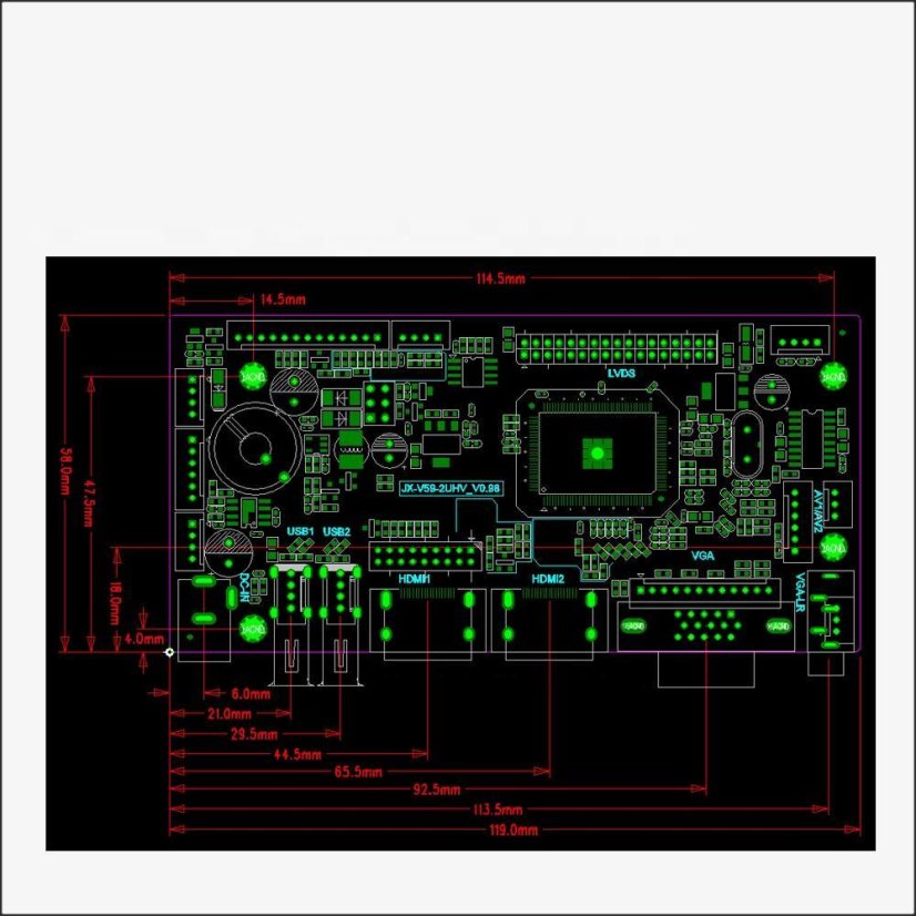 JX-V59-2UHV V95 Řídící Deska pro TFT LCD Displeje